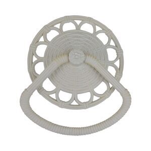 HOMCO Off White  Wall Faux Wicker Hand Towel Ring Holder Rattan 1978 Vtg 70s